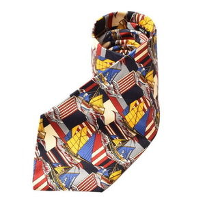 Christian Dior Monsieur Silk Necktie Yacht Pattern Blue Red Yellow